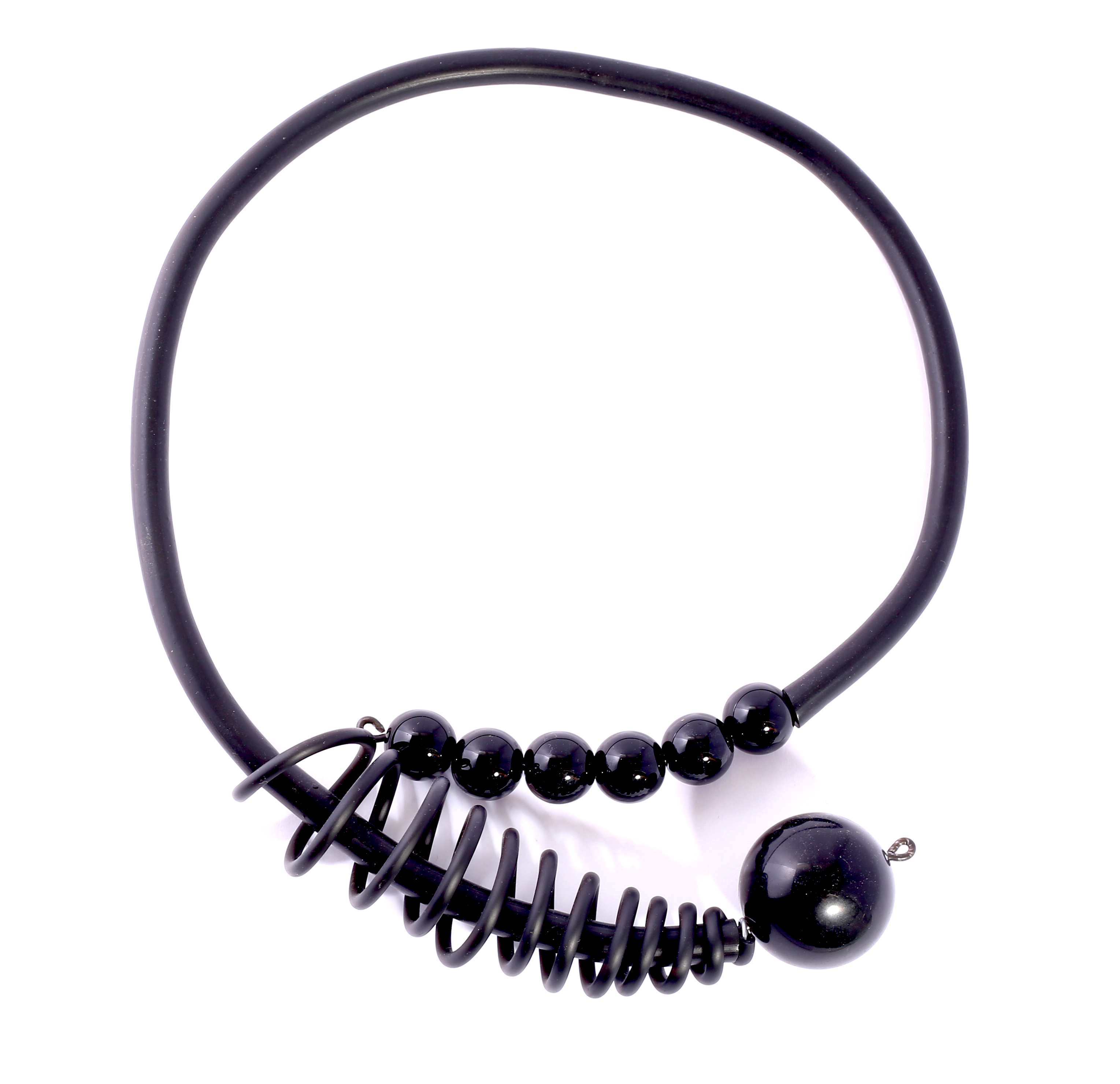 Necklace blackrubber and Onyx - 4