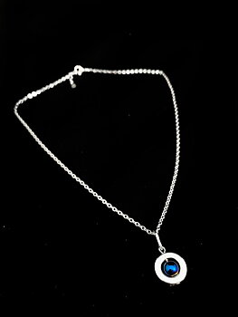  Necklace  Silverchain and Blue Hematite 45-48cm