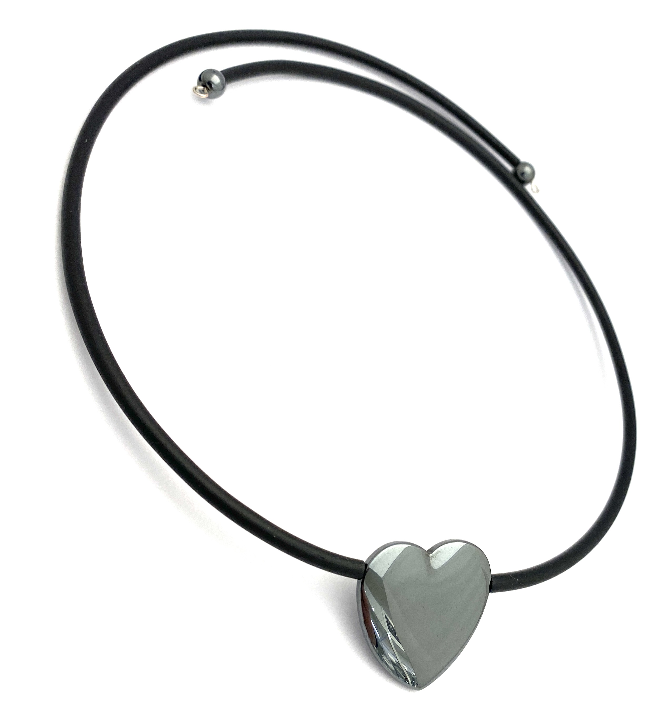 Halsband hjärta Hematit gummi choker - 2