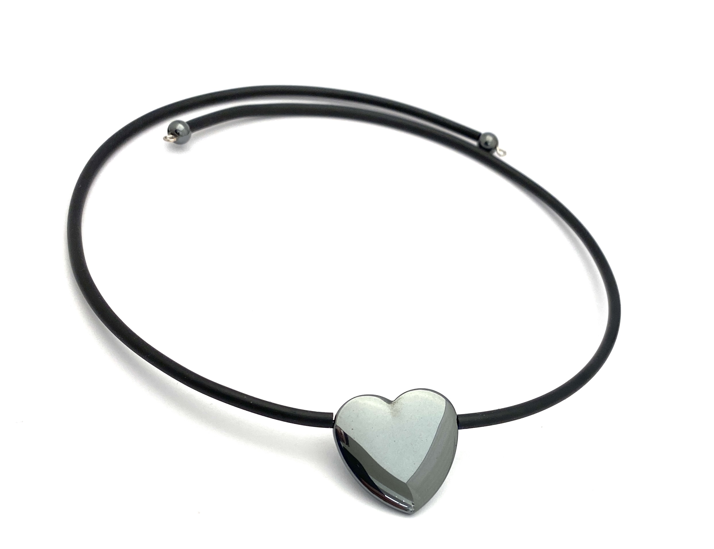 Halsband hjärta Hematit gummi choker