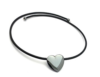 Halsband hjärta Hematit gummi choker