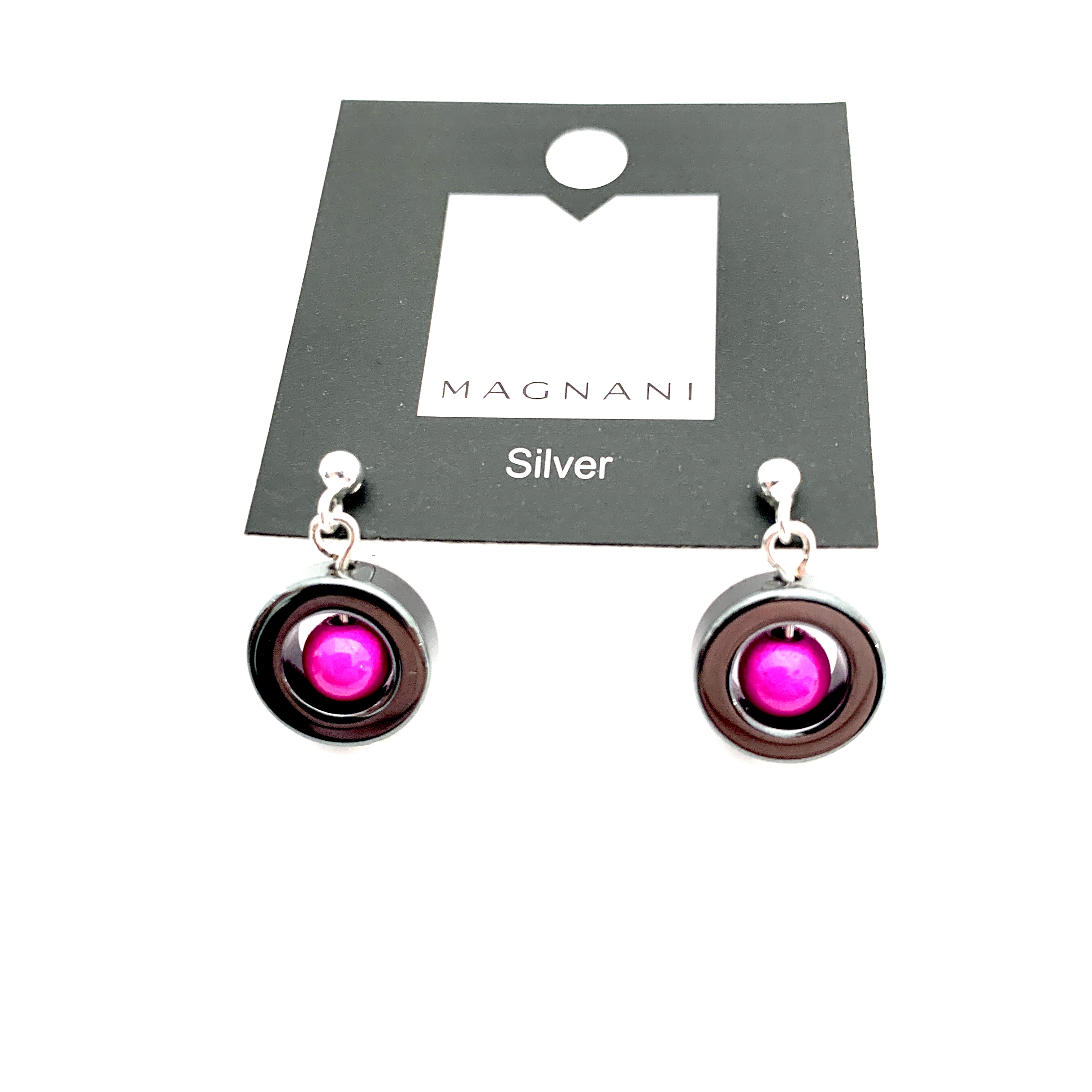 Iris  Earrings Fuschia Pink hematite - 2