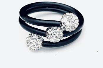 Mimmi Ring Swarovski black rubber