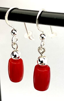 Örhängen Bamba mini röda koraller & silver