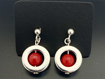 Örhängen Iris röda koraller & silver