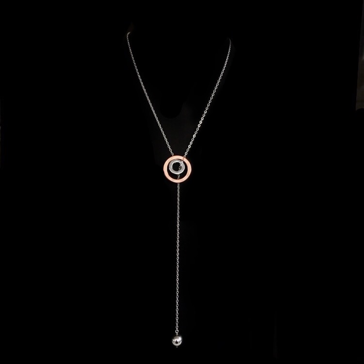 Necklace Lena  Rosegold Hematite silver chain 