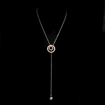 Necklace Lena  Rosegold Hematite silver chain 