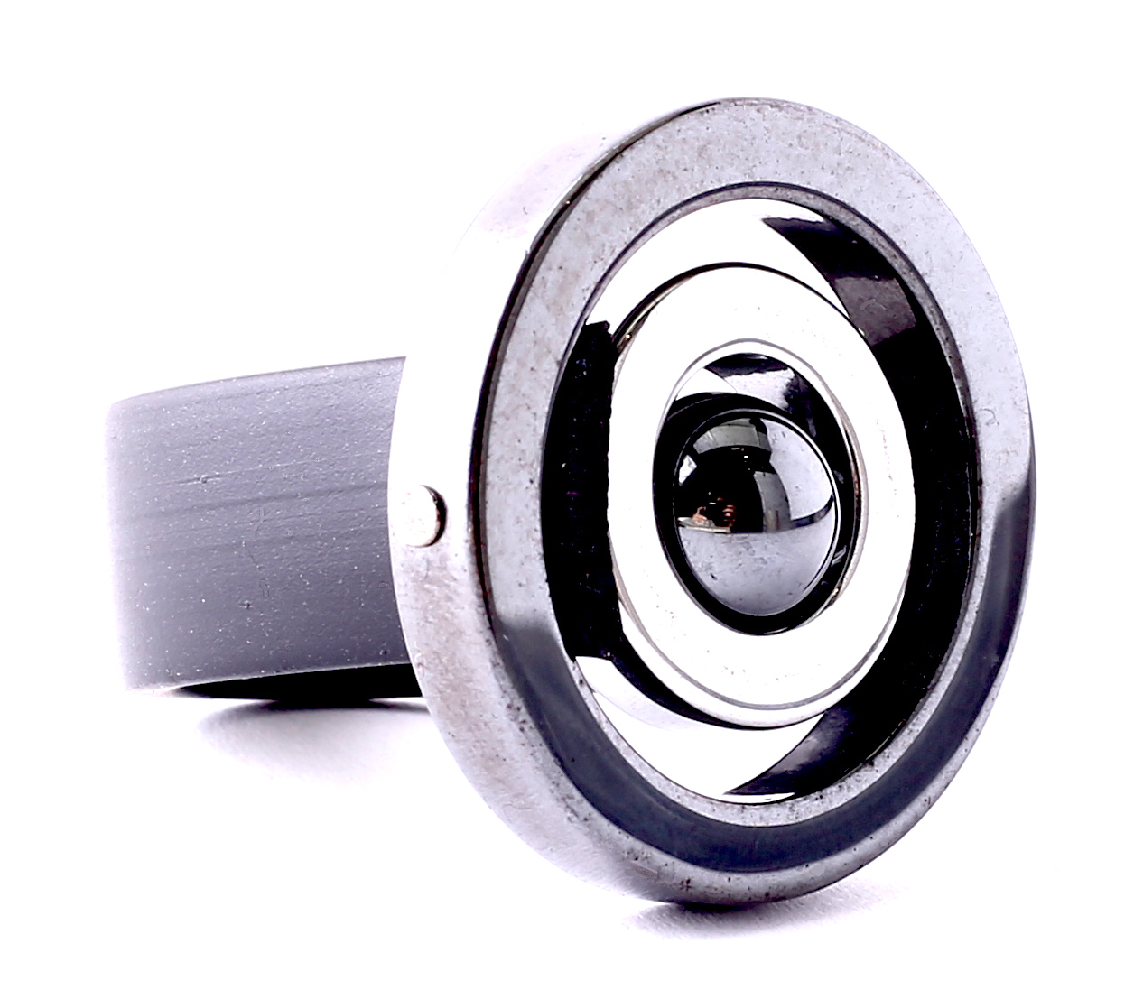 Ring Flora Hematite black rubber