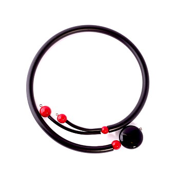 Necklace Veronica rubber red seashell black Onyx