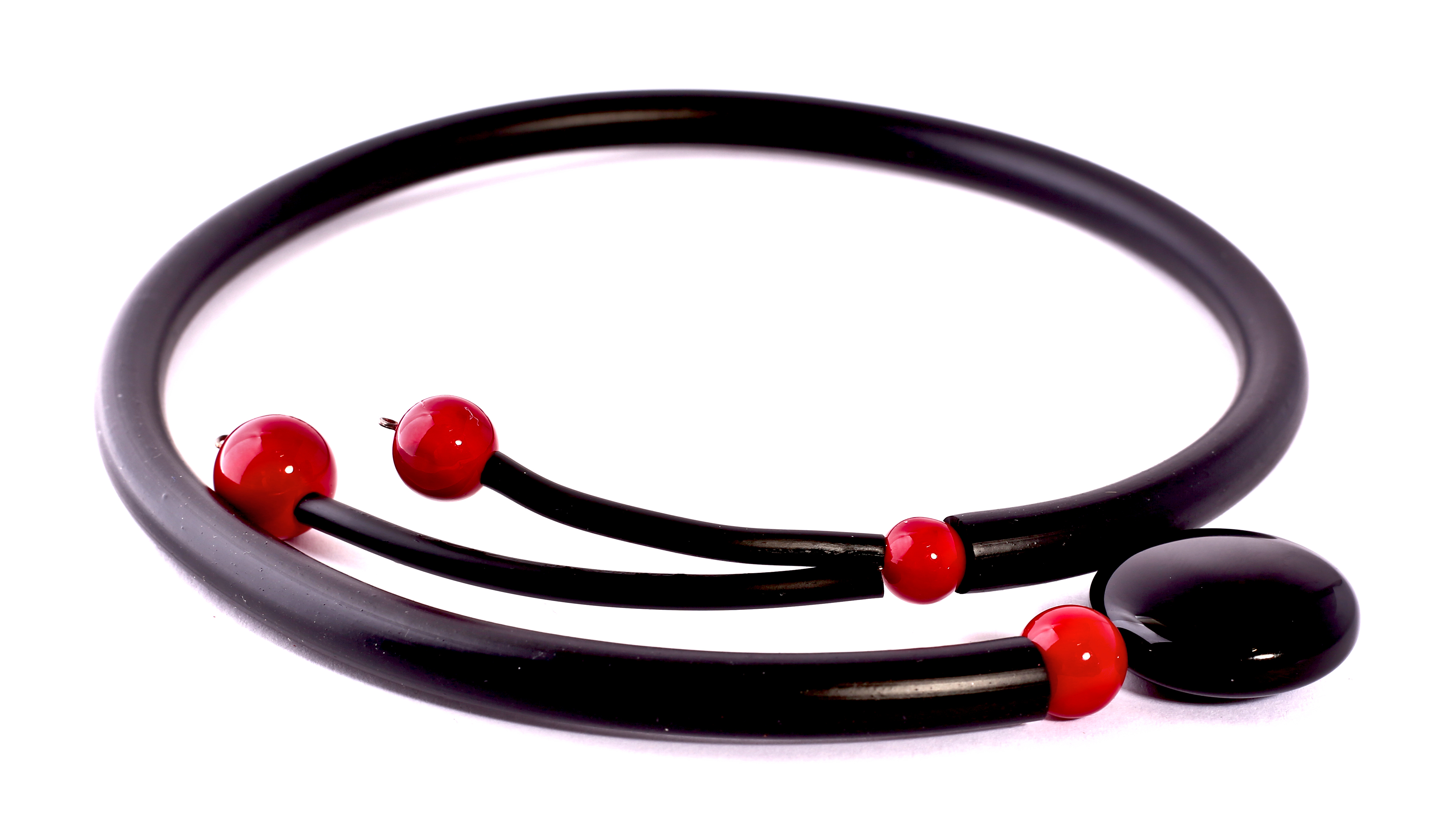 Necklace Veronica rubber red seashell black Onyx - 2