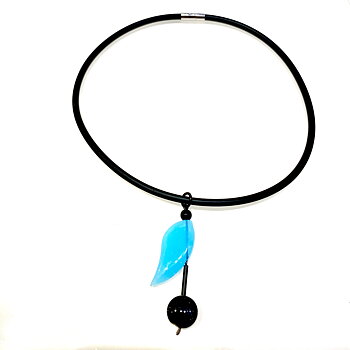 Necklaces rubber Black Onyx Aquamarine 