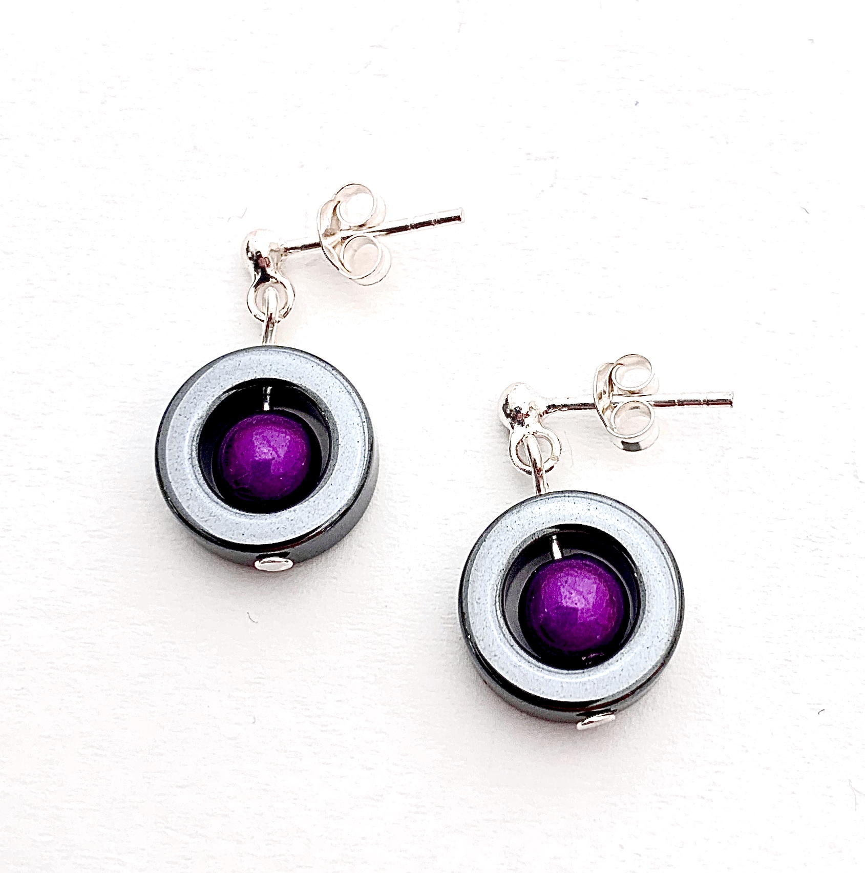 Iris earrings  Purple Hematite