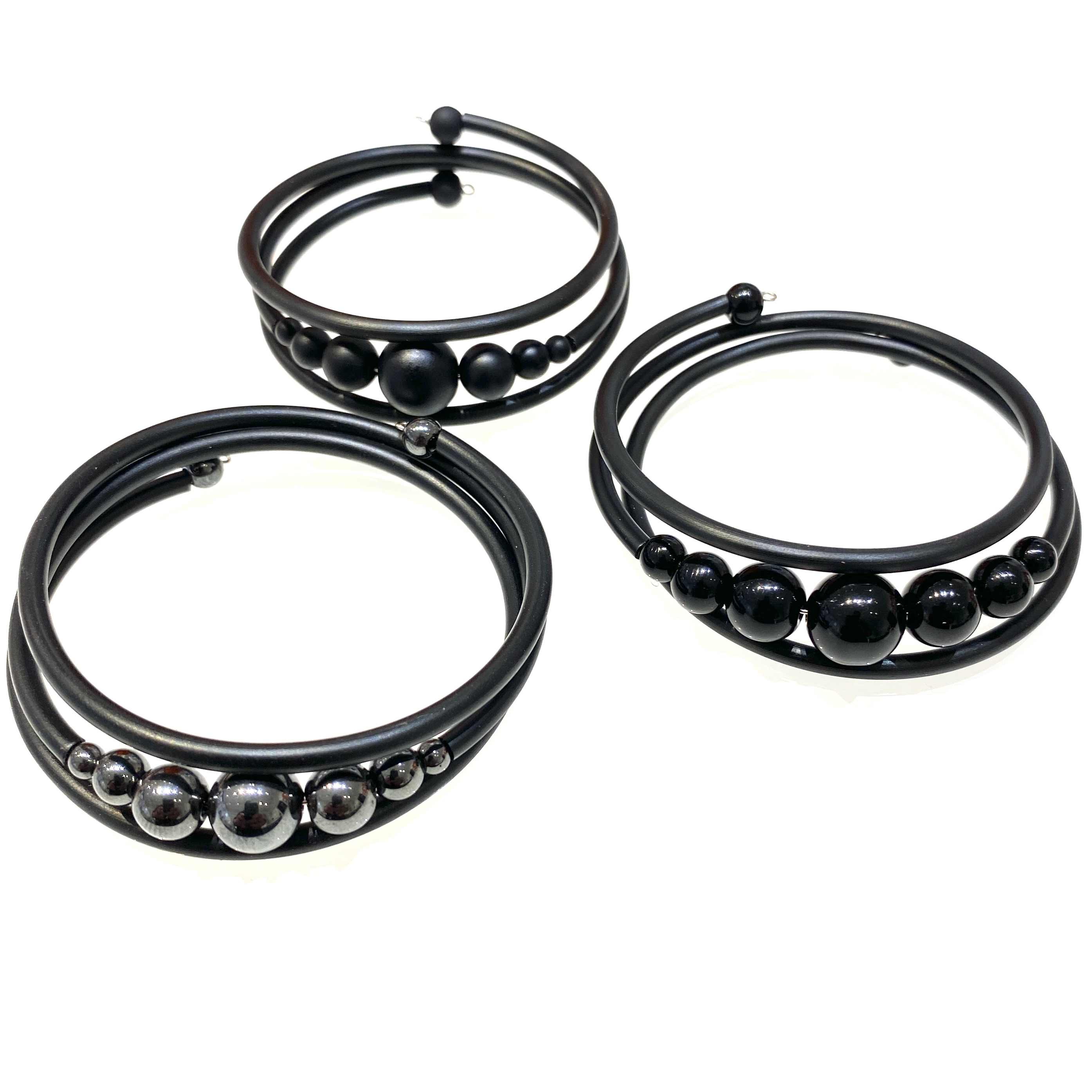 Bracelet  Jelena frosted Onyx Hematite Shiny Onyx 