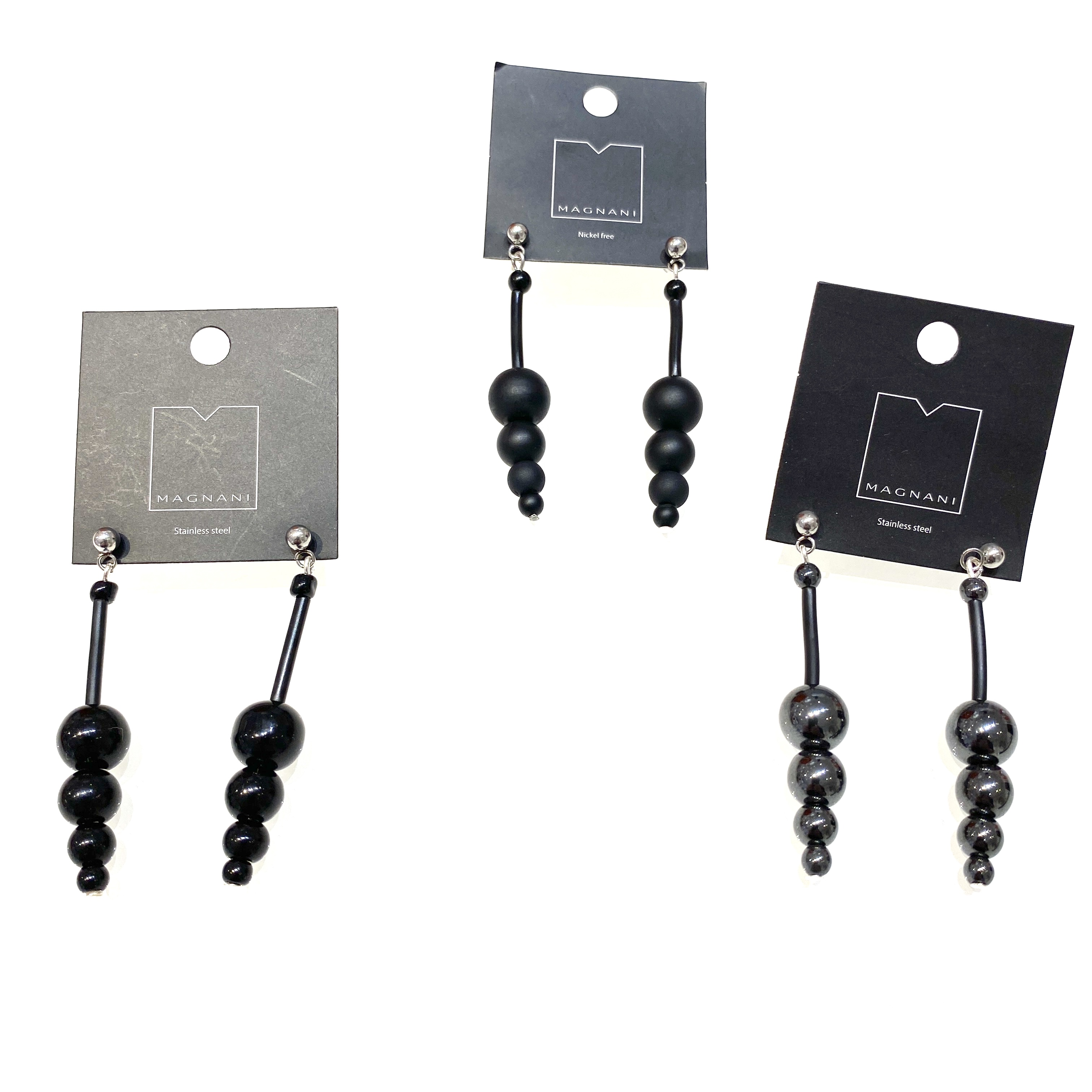 Earrings  Jelena frosted Onyx Hematite Shiny Onyx 