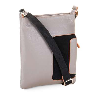 Handbag grey orange leather Mywalit Old Town Stockholm  - 3