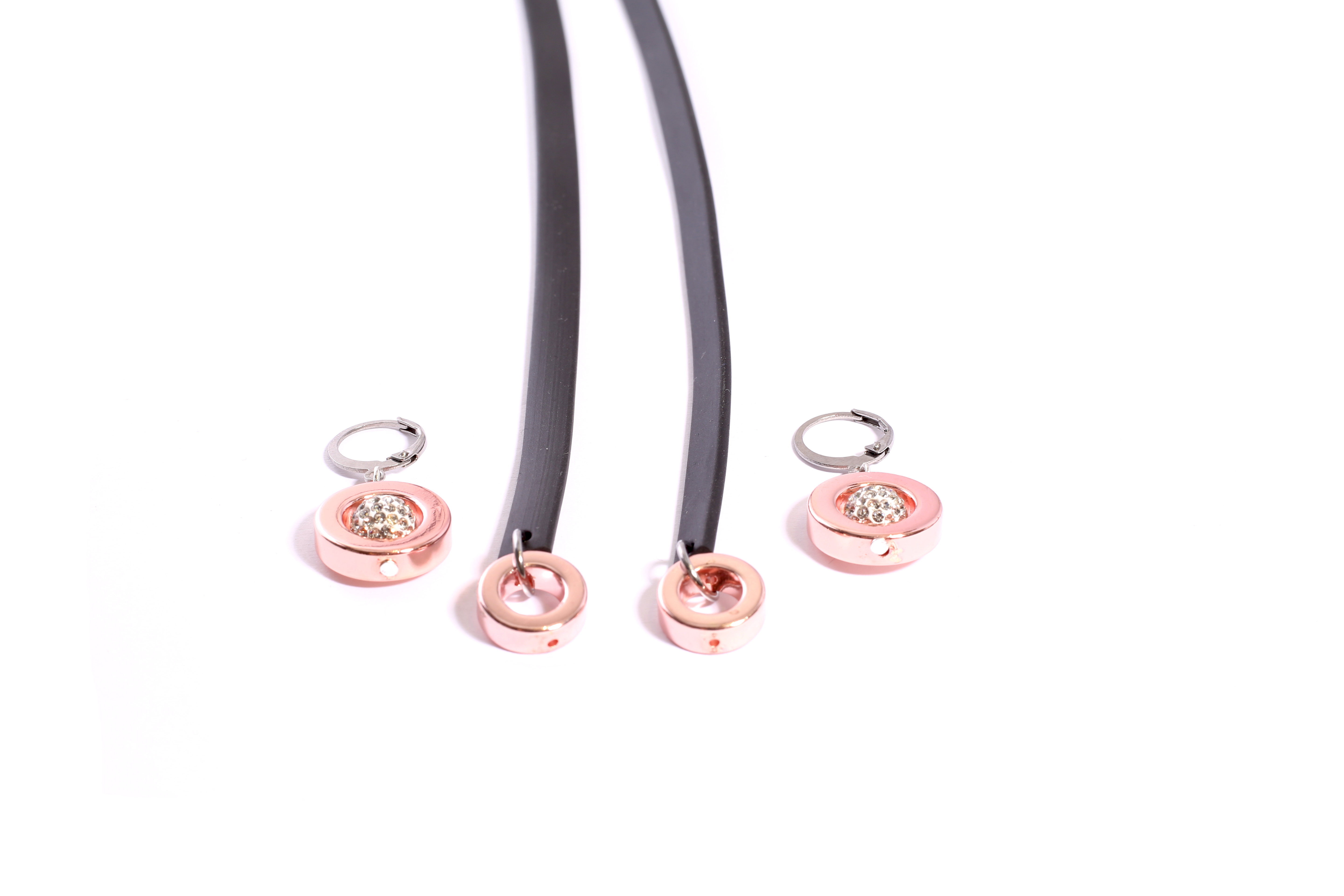 Nancy Necklace Rubber Rosegold Swarovski hematite - 3