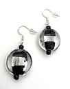 Earrings Murano Black and Silver 