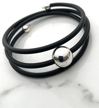 Armband silver Hematit gummi