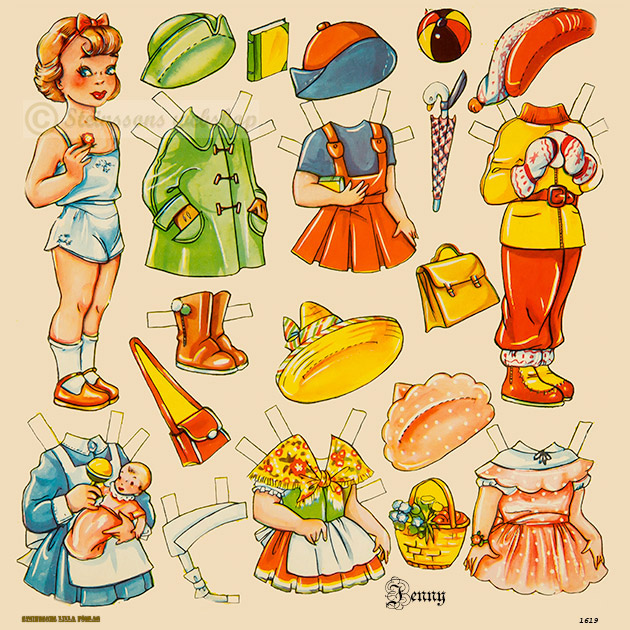 Påklaedningsdukke, Store ark, Jenny  50'erne af designs