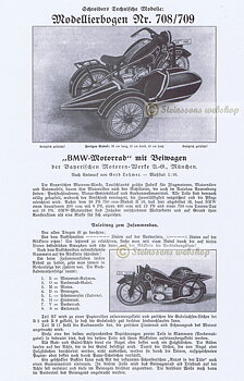 Modell-ark,BMW R16 med sidovagn,-skala 1:10,-omtryck