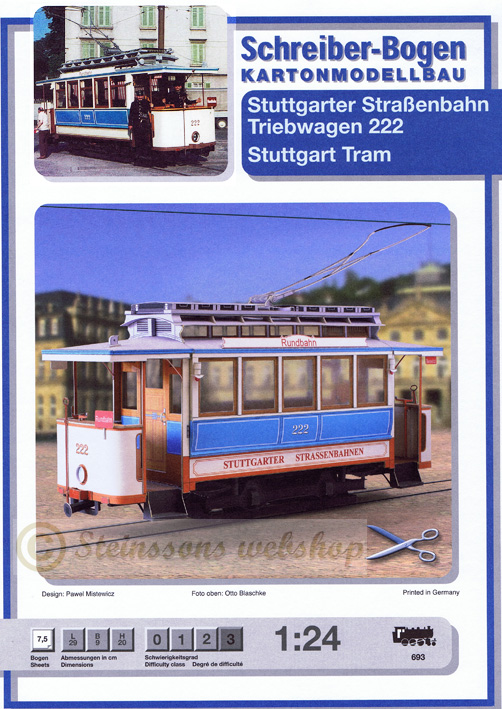 Modell-ark,Stuttgarter-spårvagn,-skala 1:24,