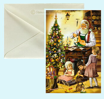 Nostalgisk adventskalender-dobbeltkort med konvolutt