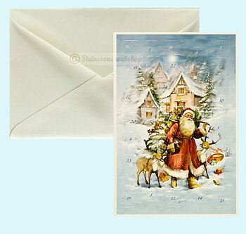 Nostalgisk adventskalender-dobbeltkort med konvolutt