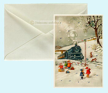 Retro adventskalender-dobbeltkort med konvolutt