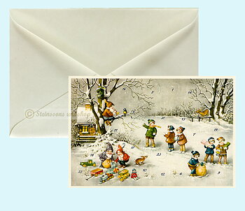 Retro adventskalender-dobbeltkort med konvolutt