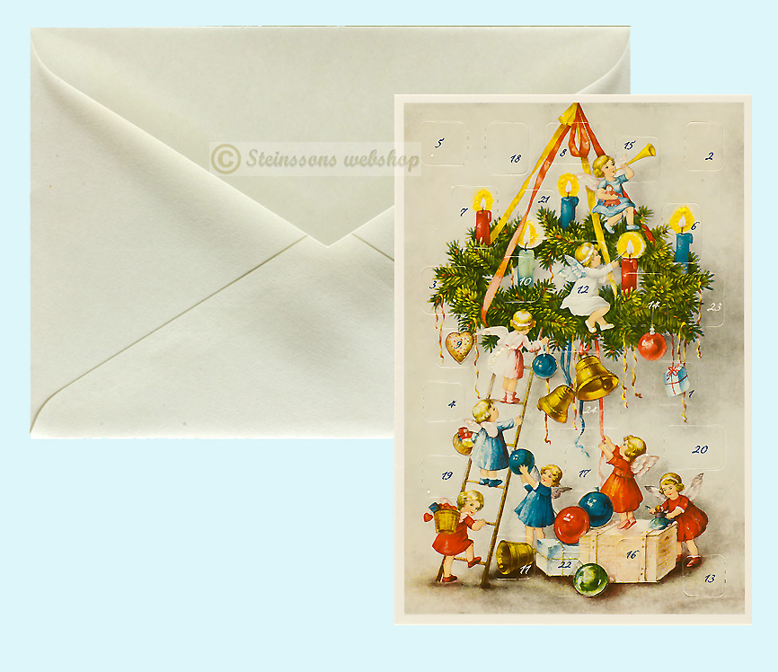 Retro adventcalendar-double card, with envelope
