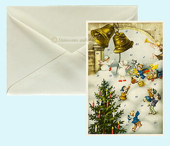 Retro adventskalender-dobbeltkort med konvolutt
