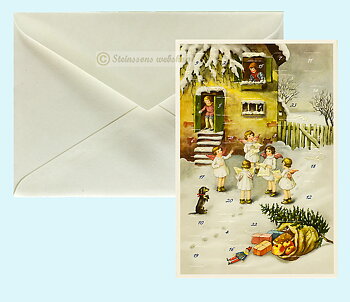 Retro adventskalender-dobbeltkort med konvolutt