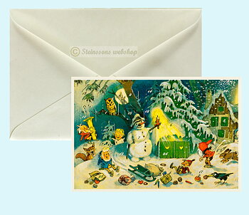 Retro adventskalender-dobbeltkort med konvolutt