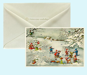 Retro adventskalender-dobbeltkort med konvolutt