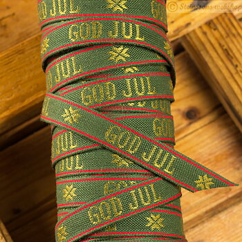 "GOD JUL" - Kudottua kangasta nauha - ja taputus tai Koristeet