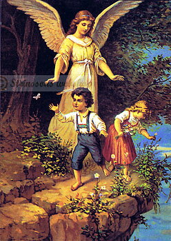 Angels, postcard with address bar at the back
