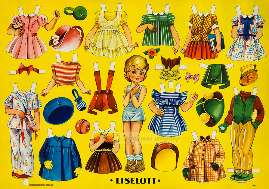 Påklaedningsdukke, Store ark, Liselott 50'erne af designs