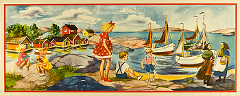 Stor bonad. -Barn på klippa vid havet...
