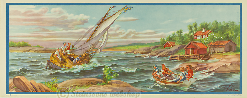 Liten bonad. -Segelbåt i storm.. får hjälp...