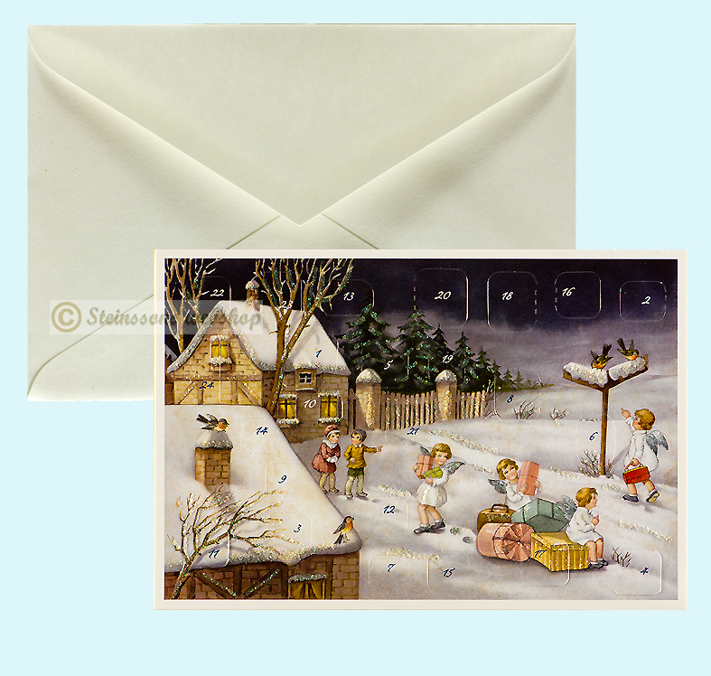 Retro adventcalendar-double card, with envelope