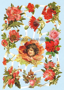 EF7102-Blommor och blomsterflicka.