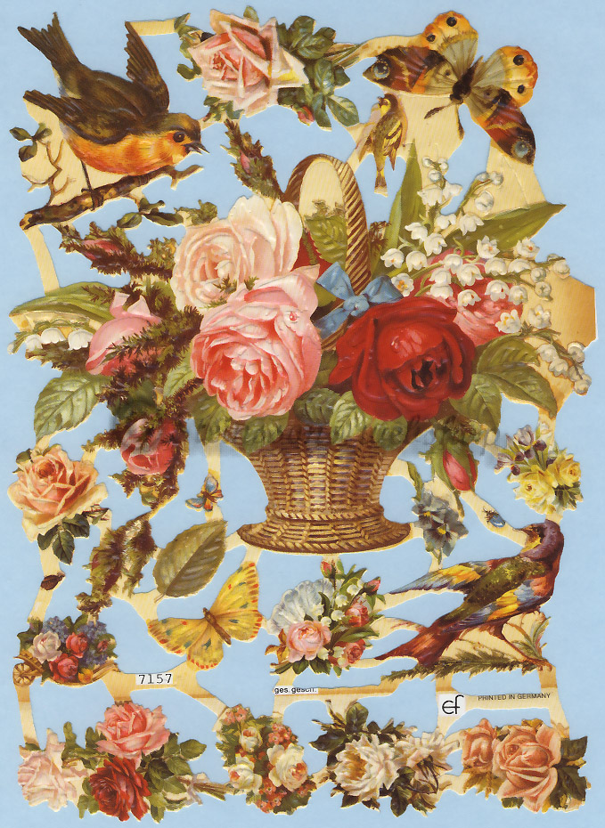 EF7157-Blommor & fåglar.