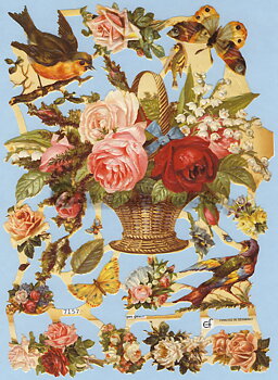 EF7157-Blommor & fåglar.