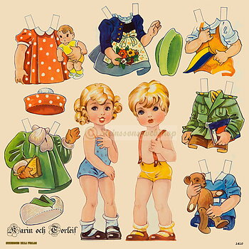 Suuret arkki,  nuket Karin & Torleif  50s motiivi
