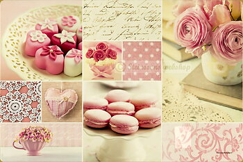 Liten bordbrikke  -  Rosa Vintage