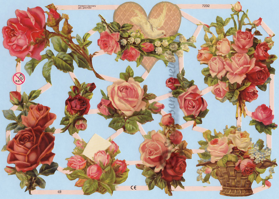 EF7232 -Blommor och duvor.