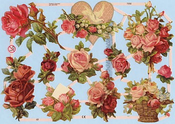 EF7232 -Blommor och duvor.