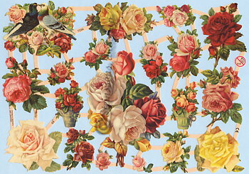 EF7234 -Blommor och duvor.