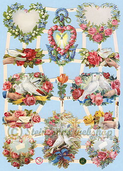 EF7354-Blommor och duvor