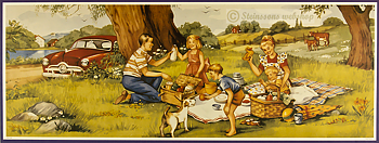Stor bonad. -utflykt med bilen och picknick i det gröna. 